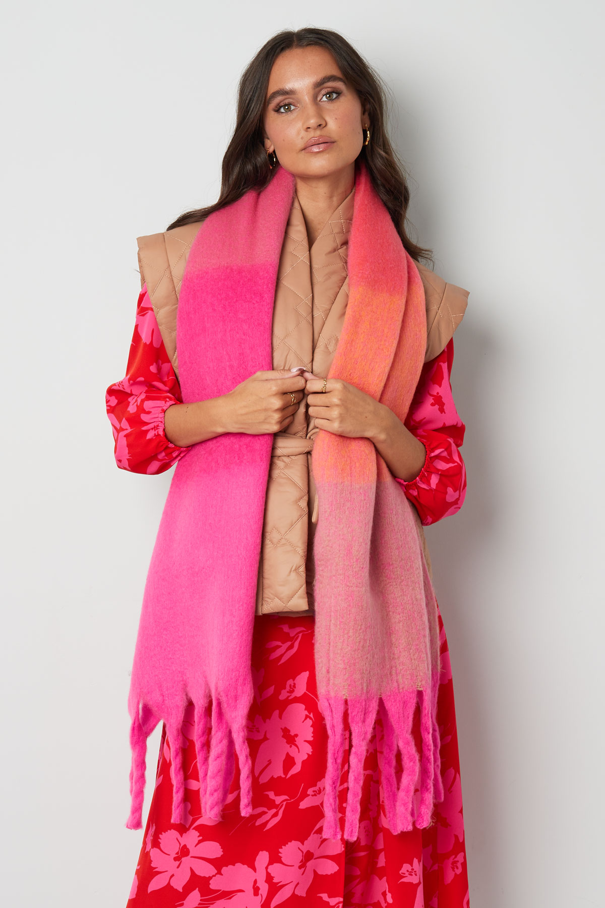 Sjaal lichte kleuren Rosé Polyester h5 Afbeelding4